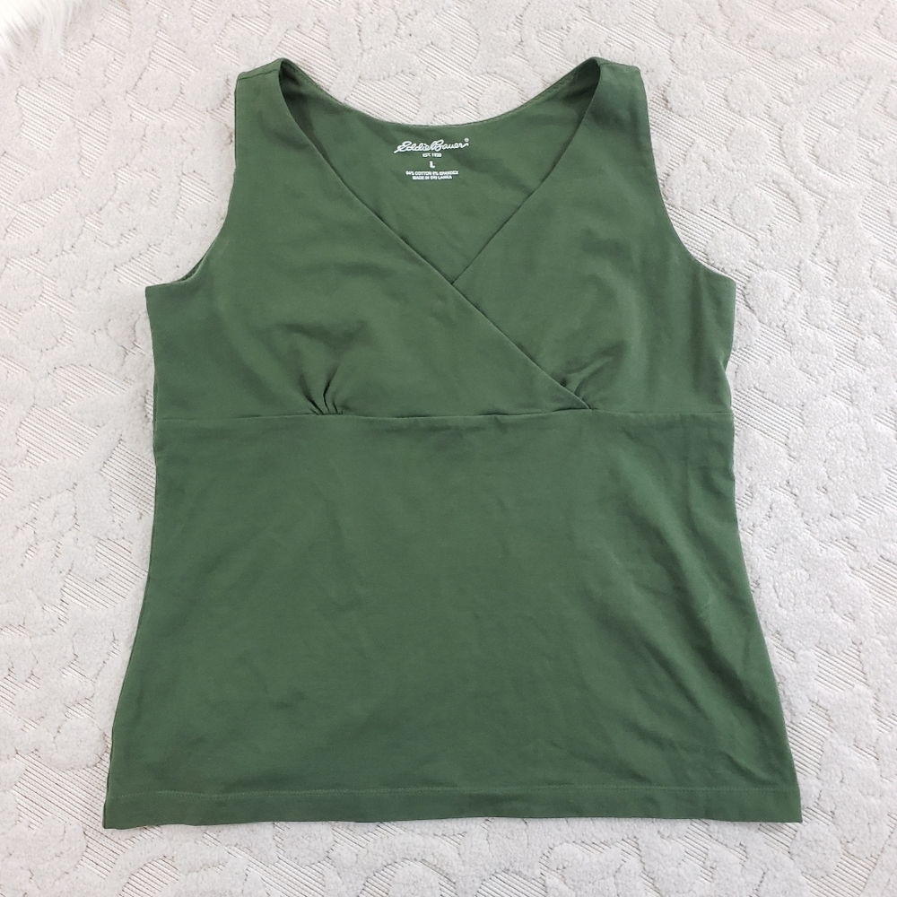 Eddie Bauer olive green wrap top tank top